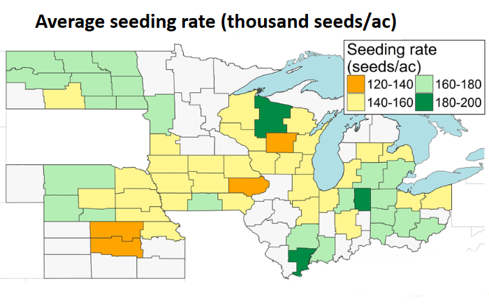 Map of soybean average seeding rate