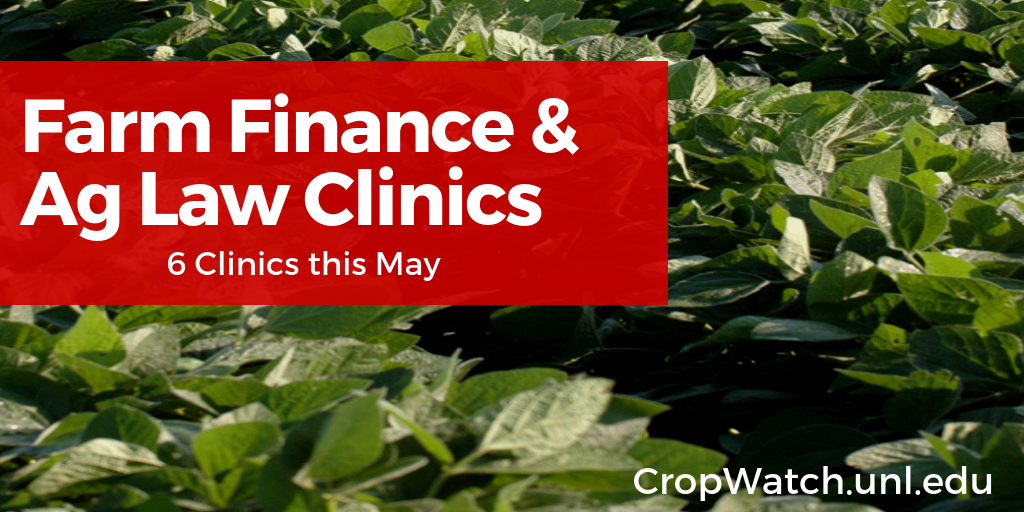 Card promoting June 2019 Farm Finance and Ag Law Clinics