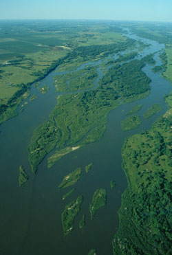 Aerial view of the Platte River in the Central Platte Natural Resource District