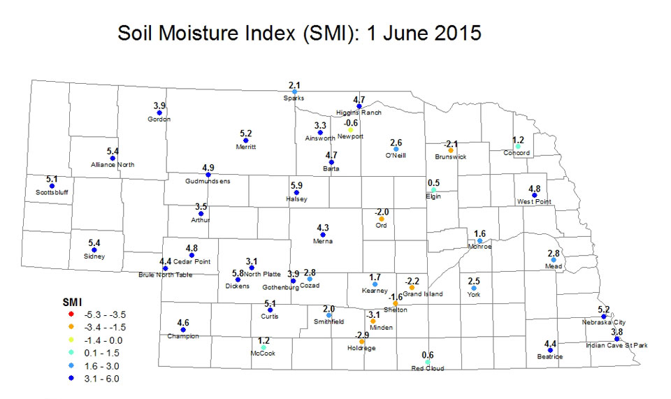 soil moisture index June 1, 2015
