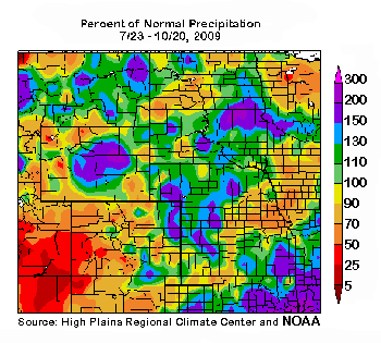 Map of the Central Plains 90-day Precipitation 