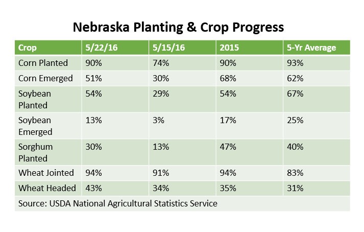USDA NASS Crop Report through May 22, 2016