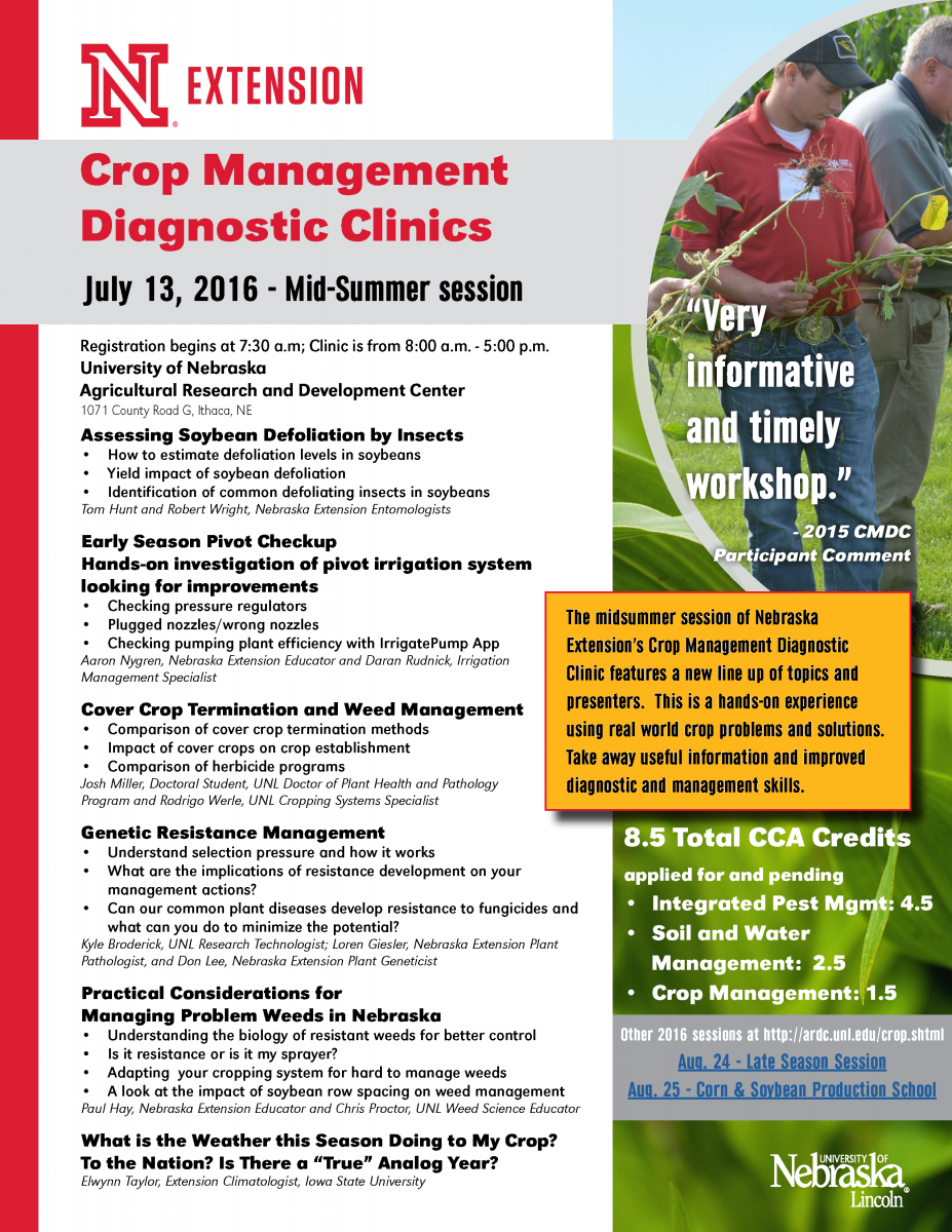 Mid-season Crop Management Diagnostic Clinic Flyer