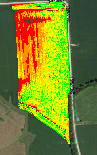 Yield map showing field variability