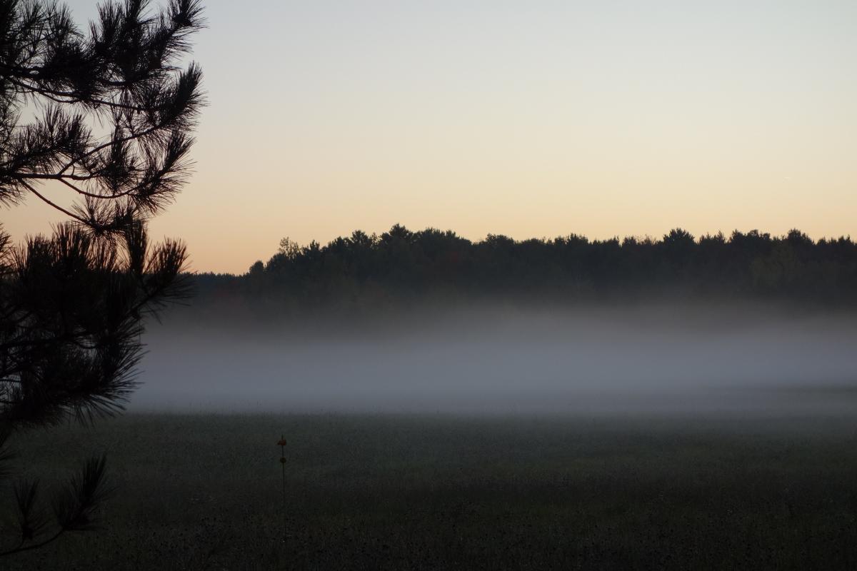 Low-lying fog indicating a temperature inversion