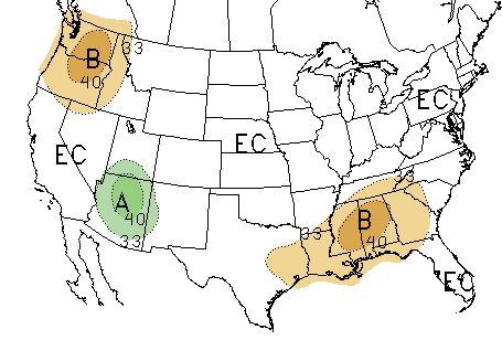 US map of September 2016 precipitation outlook