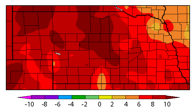 30-day 2016 departure from normal temps