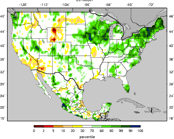 Map of US soil moisture in March 2016
