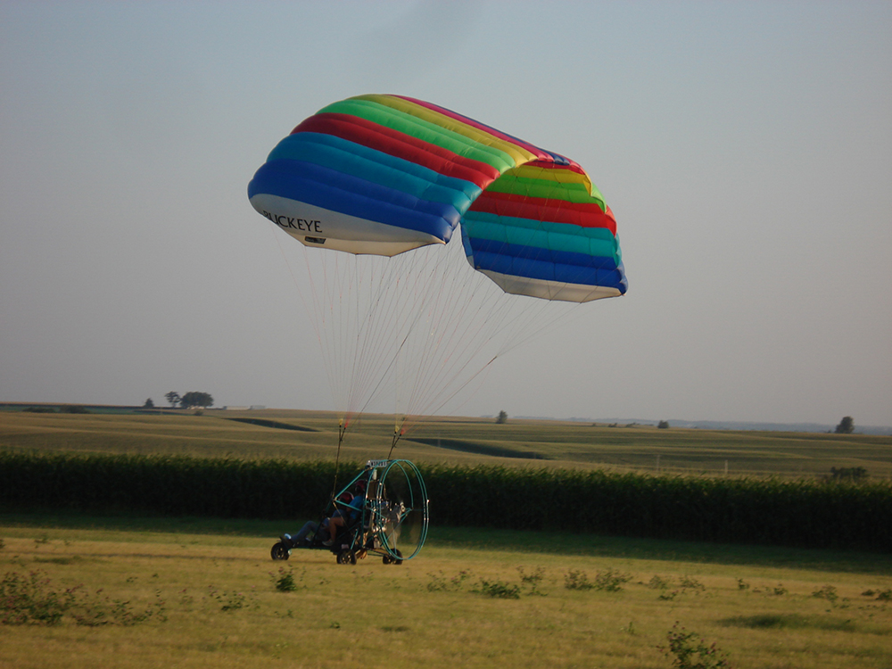 Dean Stevens and his powered parachute