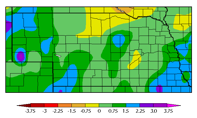 Departure from normal precipitation March 20 to April 3, 2017
