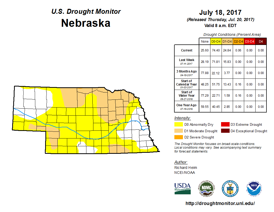 drought monitor for July 18, 2017