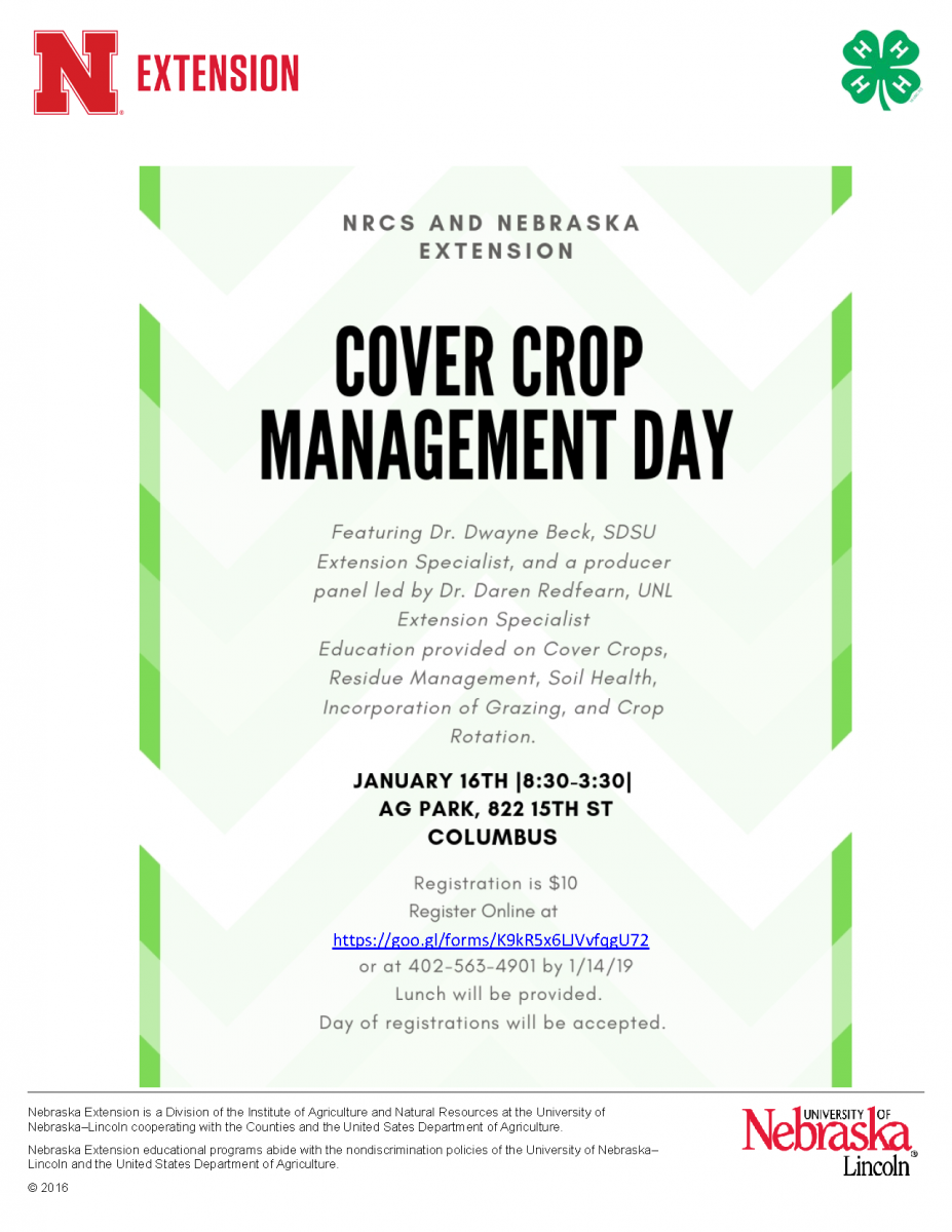 Flyer for Jan. 16 Cover Crop Management Day