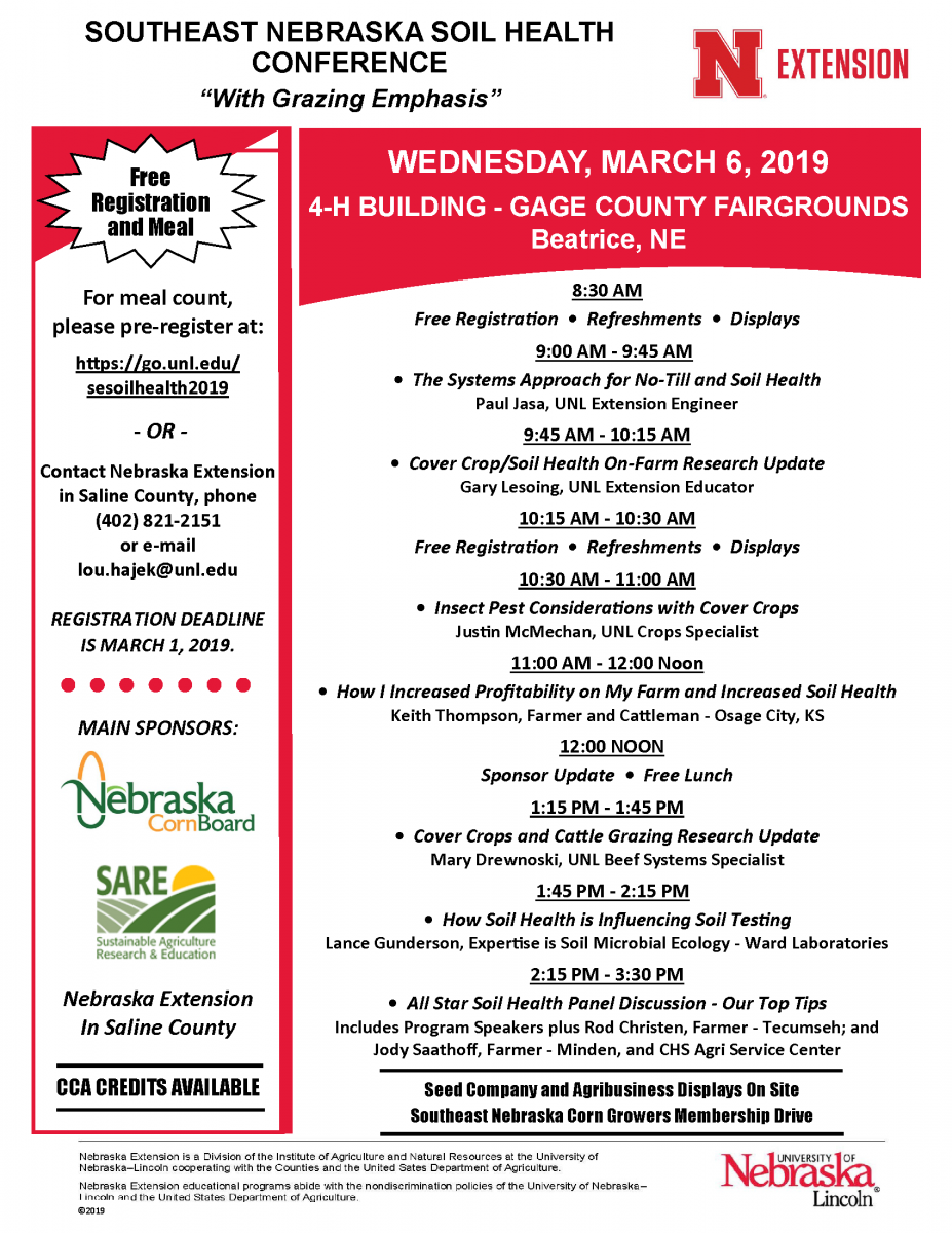 Flyer for Southeast Nebraska Soil Health Conference