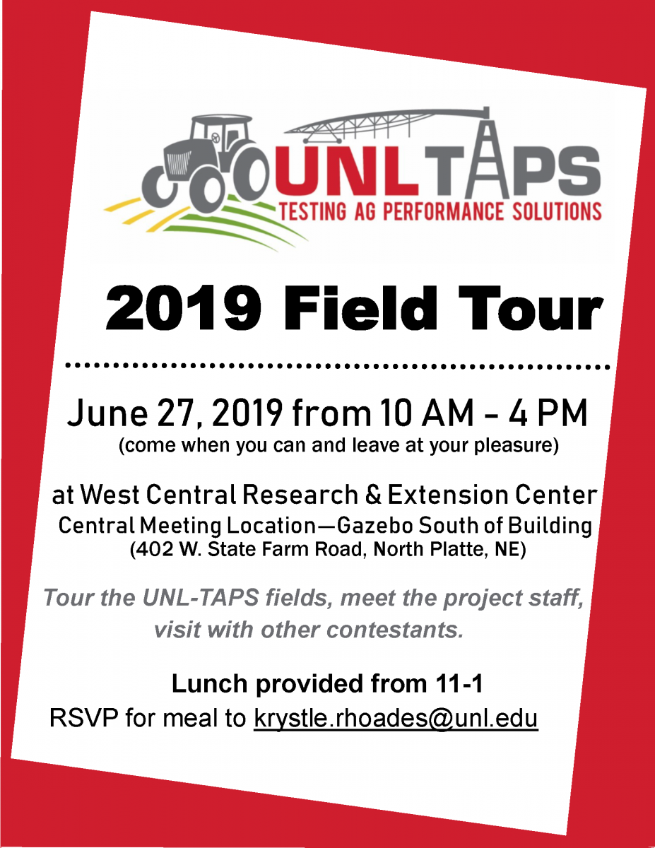 Flyer for the June 2019 UNL-TAPS Field Day