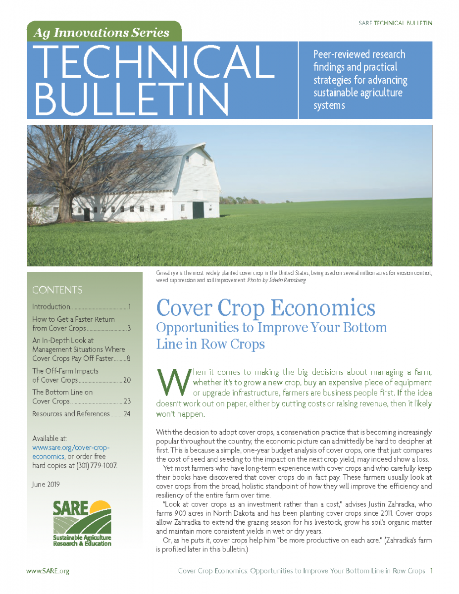 New SARE Resource Examines Economics of Cover Crops in Row Crops