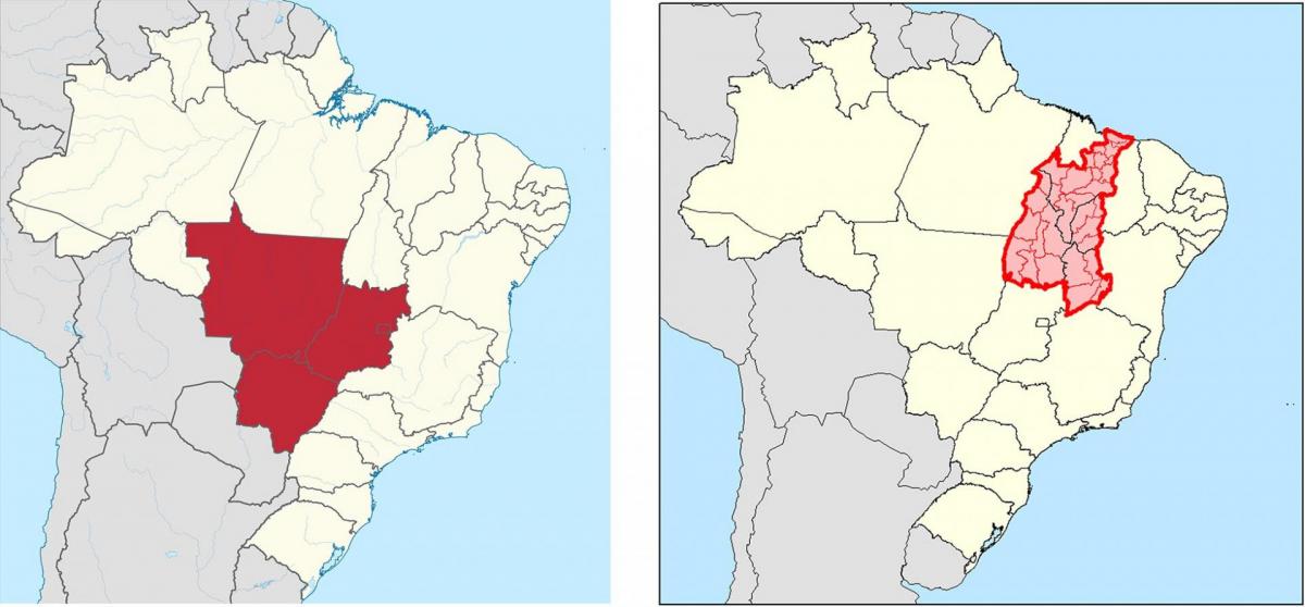 Map showing agricultural areas of Brazil