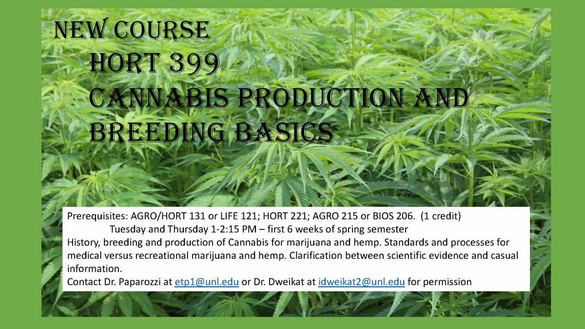 Promotion of new class on Cannabis Production and Breeding Basics