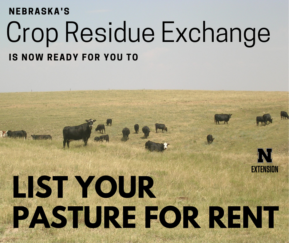 Card promoting that the Crop Residue Exchange now includes pastures