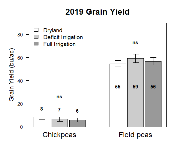 Graph of 2019 grain yield of field peas and chick peas