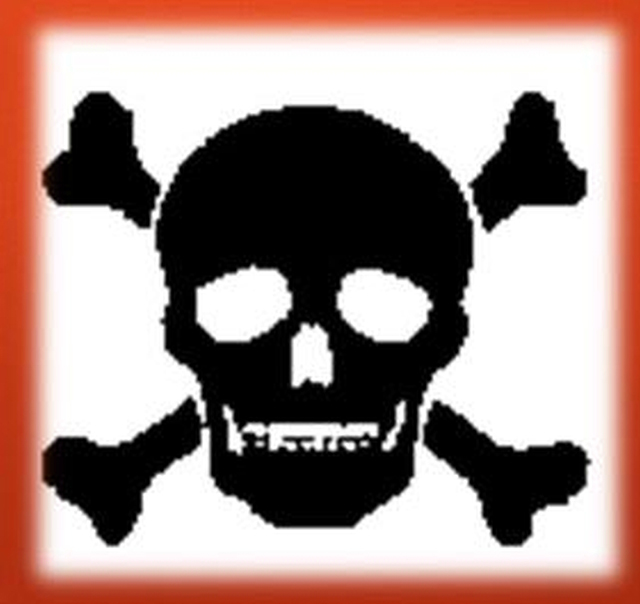 Skull and crossbones symbol for poison
