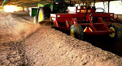 In-barn poultry manure windrow