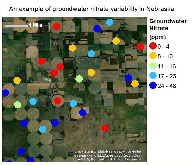 Example of groundwater nitrate variability in Nebraska