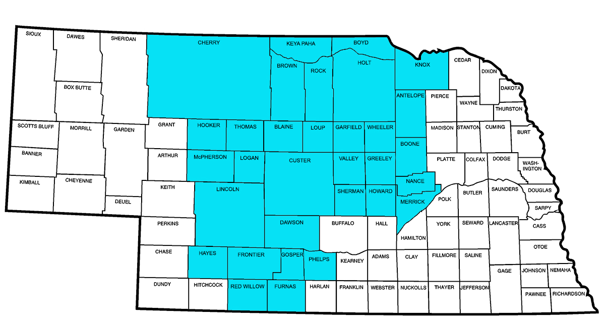 Nebraska county Enlist map