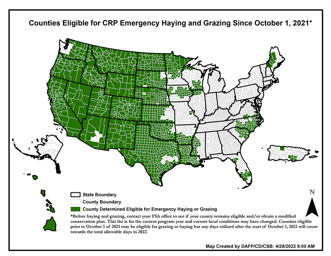 Emergency grazing haying map