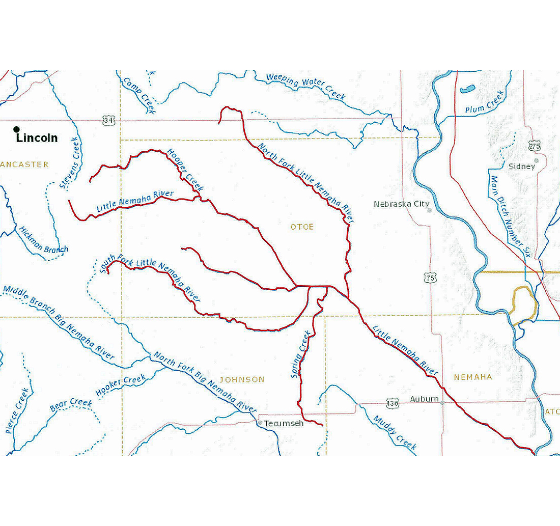 Little Nemaha River drainages map
