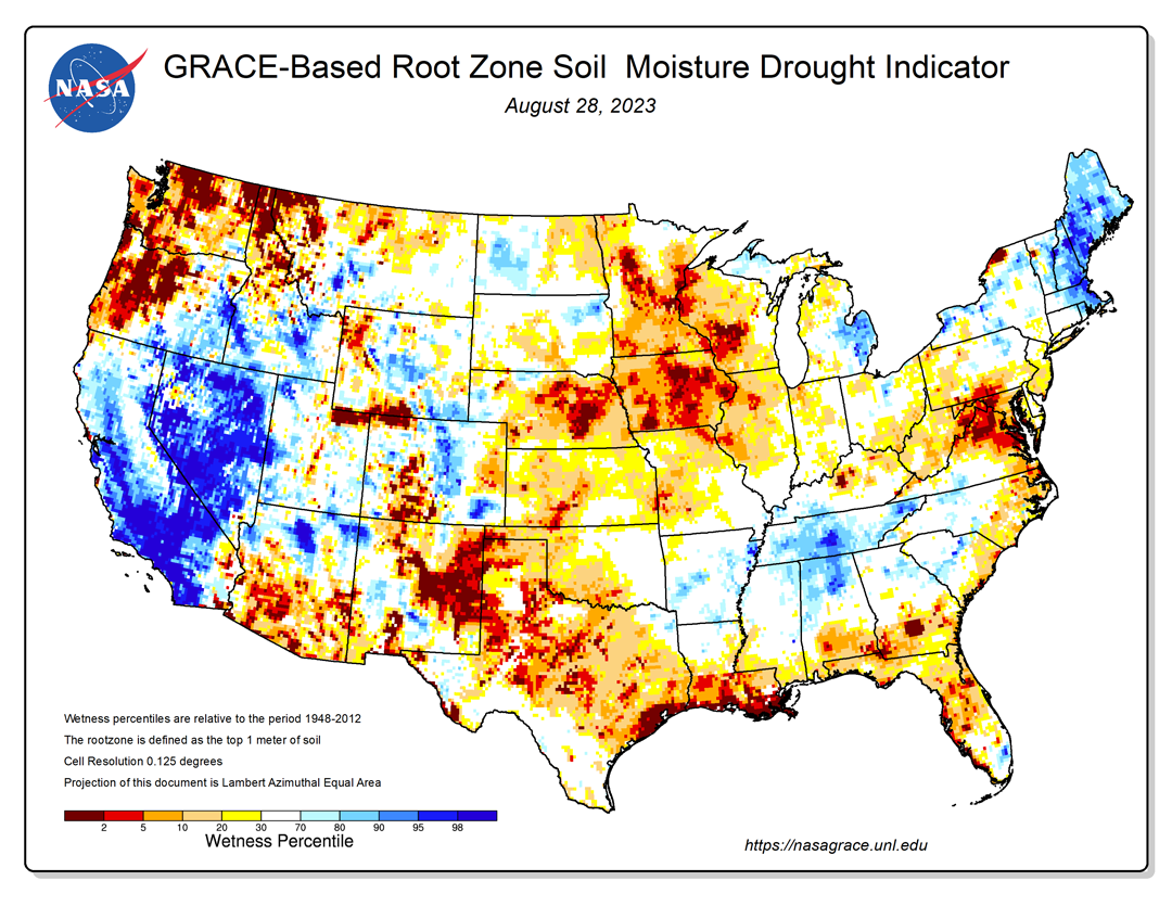 Soil moisture map for Aug. 28