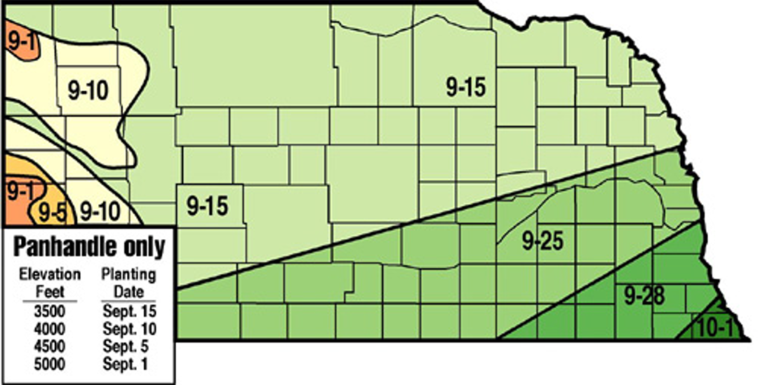 Map of seeding date regions in Nebrask