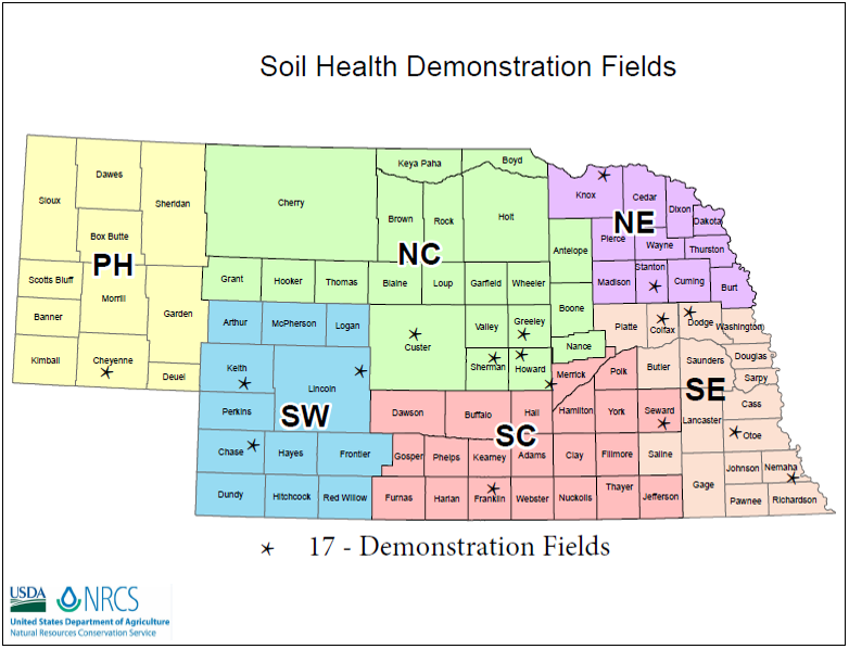 Soil Health Demonstration Fields Map