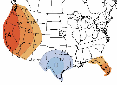 Temperature for February, released Jan. 15 by US Climate Prediction Center
