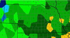 Nebraska map showing latest last freezes by areas