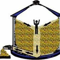 Illustration of grain funnel in bin