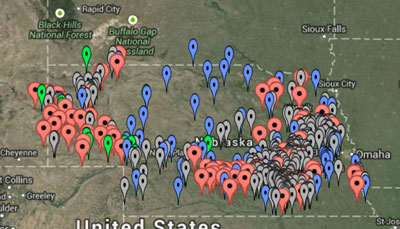 Nebraska map of ET reporting sites