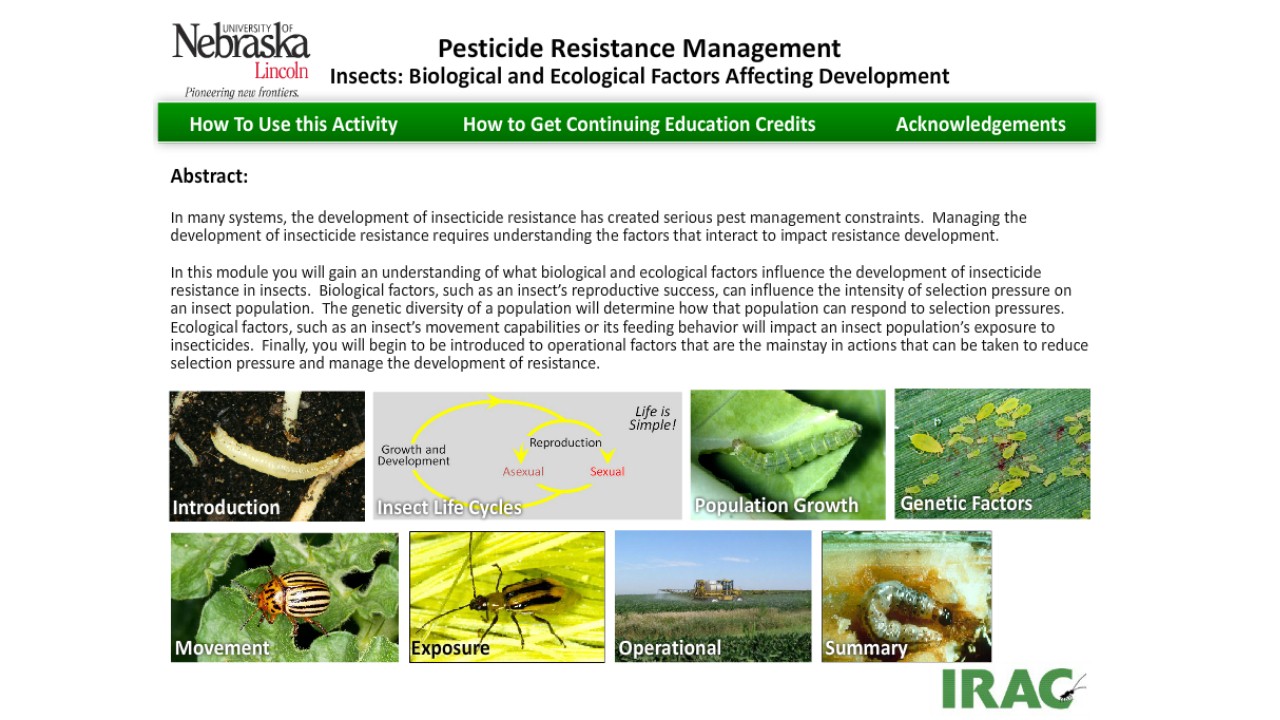 Pesticide-resistance management page