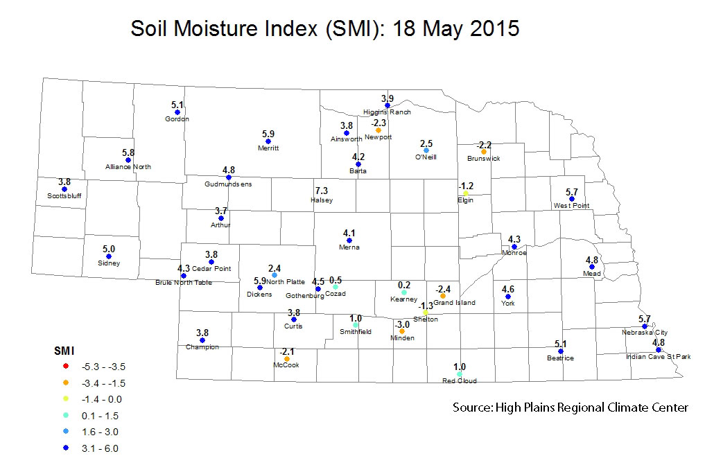 Soil moisture index May 18, 2015