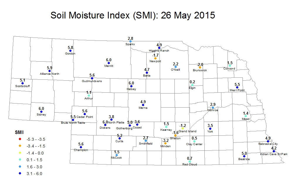 Soil moisture index - Nebraska