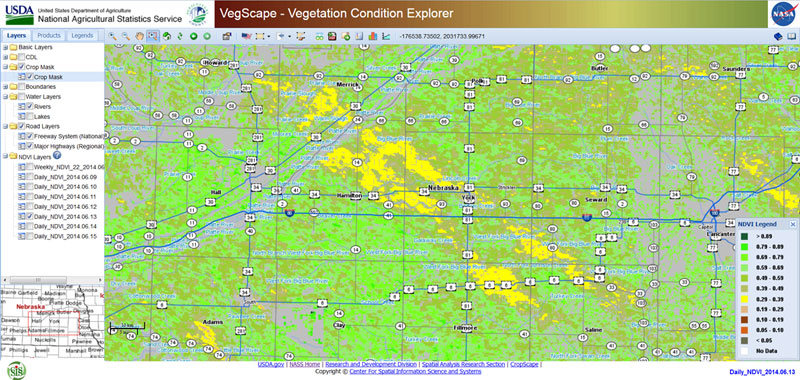 USDA VegScape map of recent hail damage