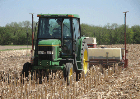 Photo of a no-till planter with heavy pressure springs