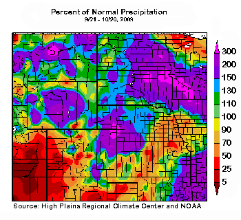 Map of Central Plains Precipitation Past 30 Days