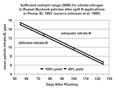 Russet Burbank sufficient nitrogen range