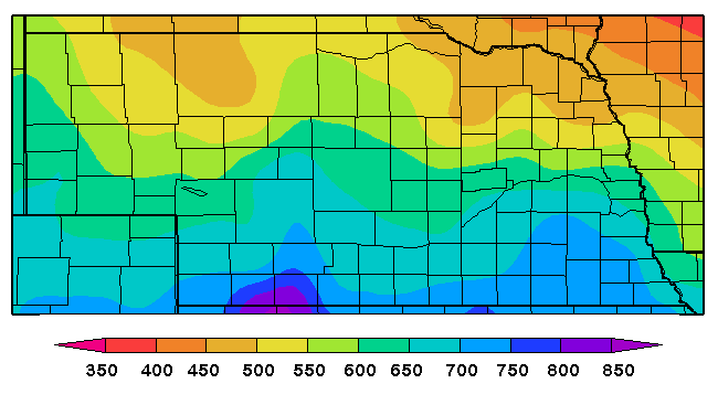 Map indicating alfalfa weevil development