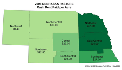 2008 Pasture Cash Rents by District