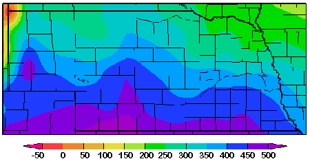 Nebraska map showing growing degree day accumulations.