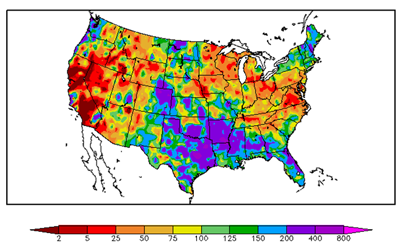 U.S. map showing percent of normal precipitation from July 26 to August 24. Much of Nebraska, particularly eastern Nebraska, showed below normal levels.