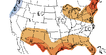 Map depicting the 90-day outlook for August-October