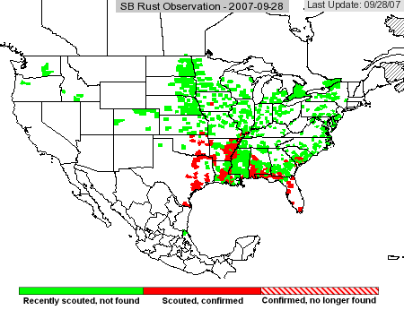 Graphic depicting locations for soybean rust scouting