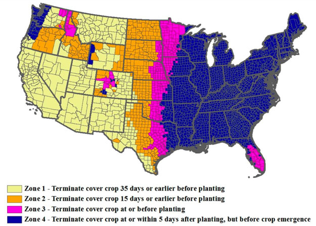NRCS US map of cover crop termination dates